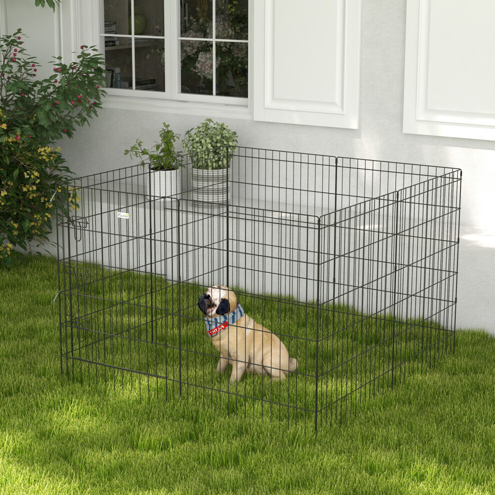 Pawhut 8-Panel Diy Dog Pen With Door For Indoor/Outdoor Use, 91Cm High