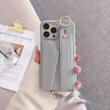 (as the picture, IPhone 11Pro Max) Ring Crossbody Wrist Strap Wallet Leather Cover for IPhone 15 14 13 12 11 Pro Max Phone Case with Card Slot Holder Lanyard