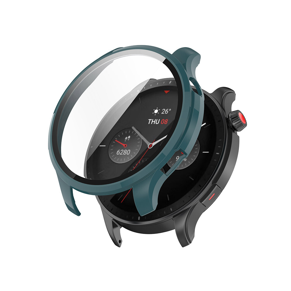 (Pine Needle ) For Amazfit Gtr4 Watch Protective Case Pc+Tempered Film Integrated Case Green 688249402559