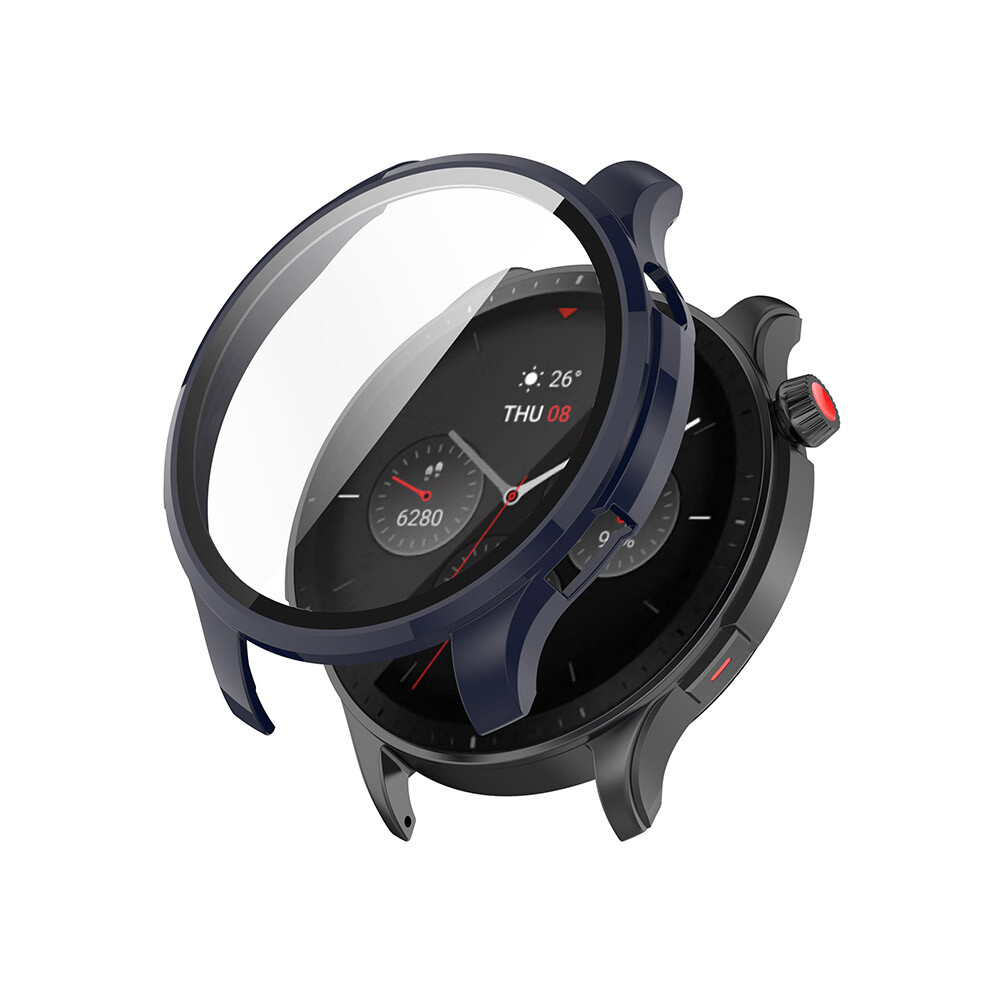 (Ink ) For Amazfit Gtr4 Watch Protective Case Pc+Tempered Film Integrated Case Blue 688249402573