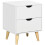 Homcom HOMCOM Bedside Table with Drawer, Side Table with Pine Wood Legs, White 2