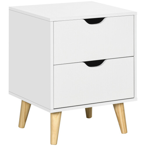 Homcom HOMCOM Bedside Table with Drawer, Side Table with Pine Wood Legs, White 1