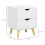 Homcom HOMCOM Bedside Table with Drawer, Side Table with Pine Wood Legs, White 3