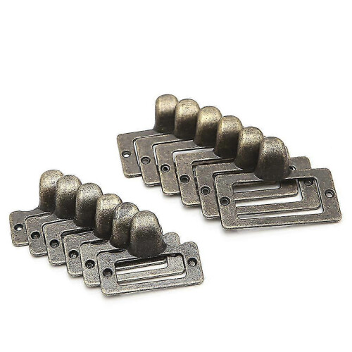 (L) 6x Handle File Name Card Cabinet Label Holder Antique Brass Drawer Pull Frame Zekai 1