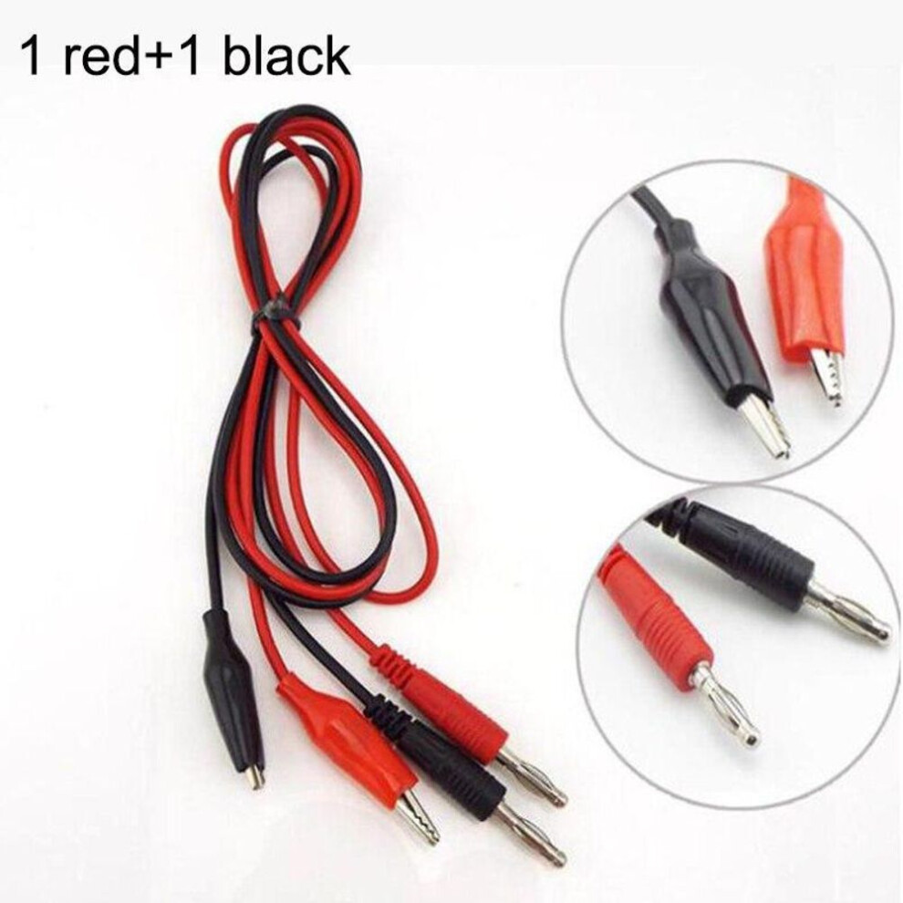 (as the picture, NO.22971) 4mm Banana Plug Dual Cable Crocodile Clips Alligator Extend Cord Connector Test Lead Probe For Diy Electric Testing