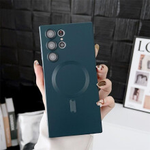 (dark green, For Samsung S23) Luxury Matte Magnetic For Magsafe Wireless Charge Case for Samsung Galaxy S25 S24 S23 Ultra S22 S21 Plus S20 FE Soft Silicone Cover