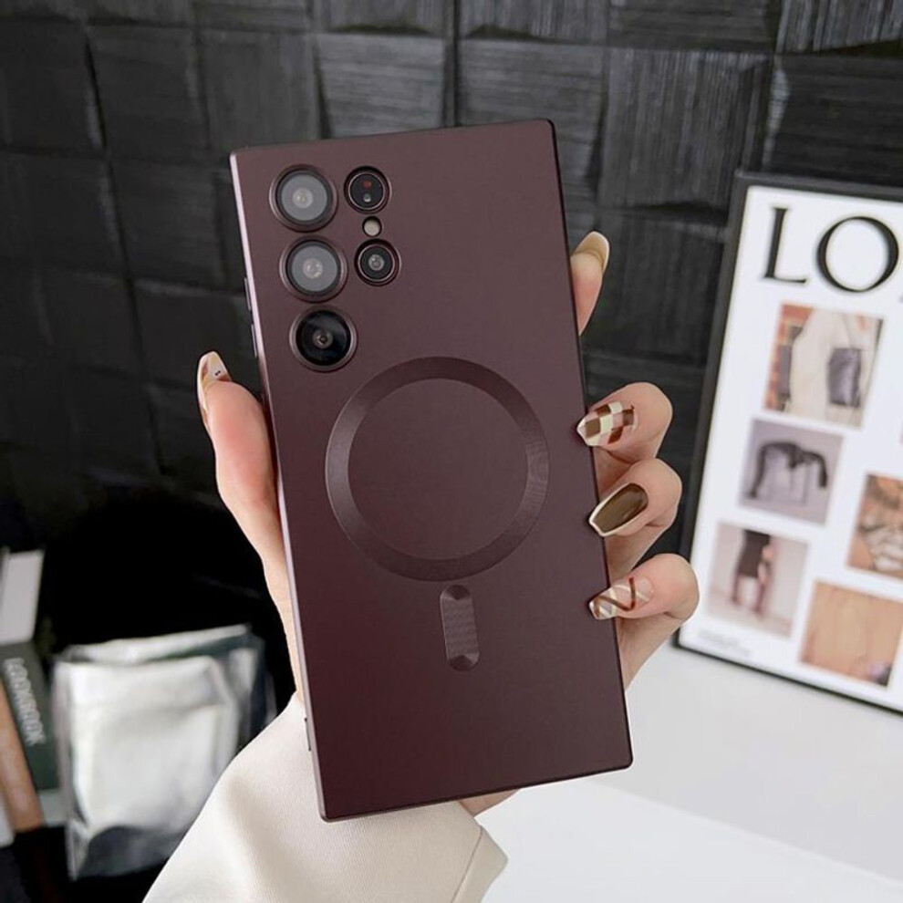 (wine red, For Samsung Note 20) Luxury Matte Magnetic For Magsafe Wireless Charge Case for Samsung Galaxy S25 S24 S23 Ultra S22 S21 Plus S20 FE Soft S-image-OPC-PG2VRX7-NEW