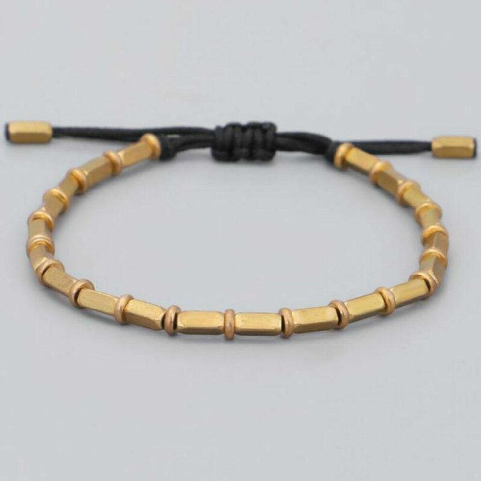 (black) Tibetan Buddhist Handmade Braided Long Copper Beads Lucky Rope Bracelet Bangles