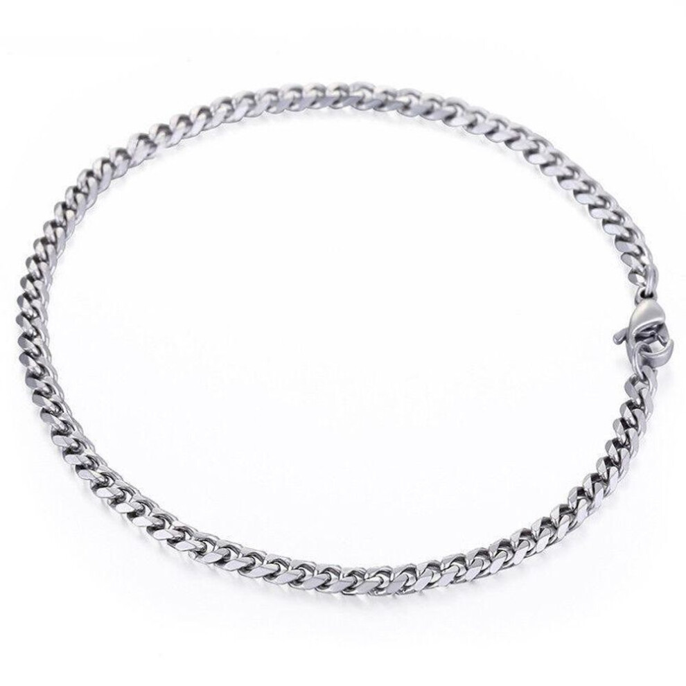 (silver, 3mm) 3/5/7/9/11mm Stainless Steel Curb Cuban Link Bracelet 22cm