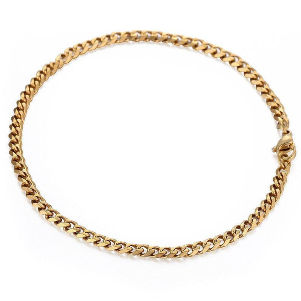 (gold, 3mm) 3/5/7/9/11mm Stainless Steel Curb Cuban Link Bracelet 22cm