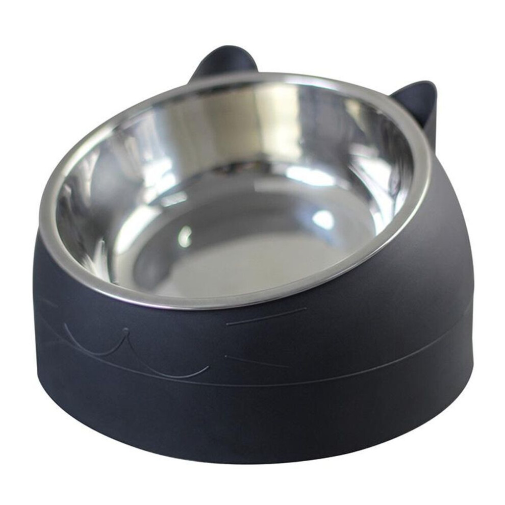 (black, 200ML) Anti-slip Stainless Steel Cat And Dog Bowls - Elevated Slanted Feeding Bowl With Neck Protection
