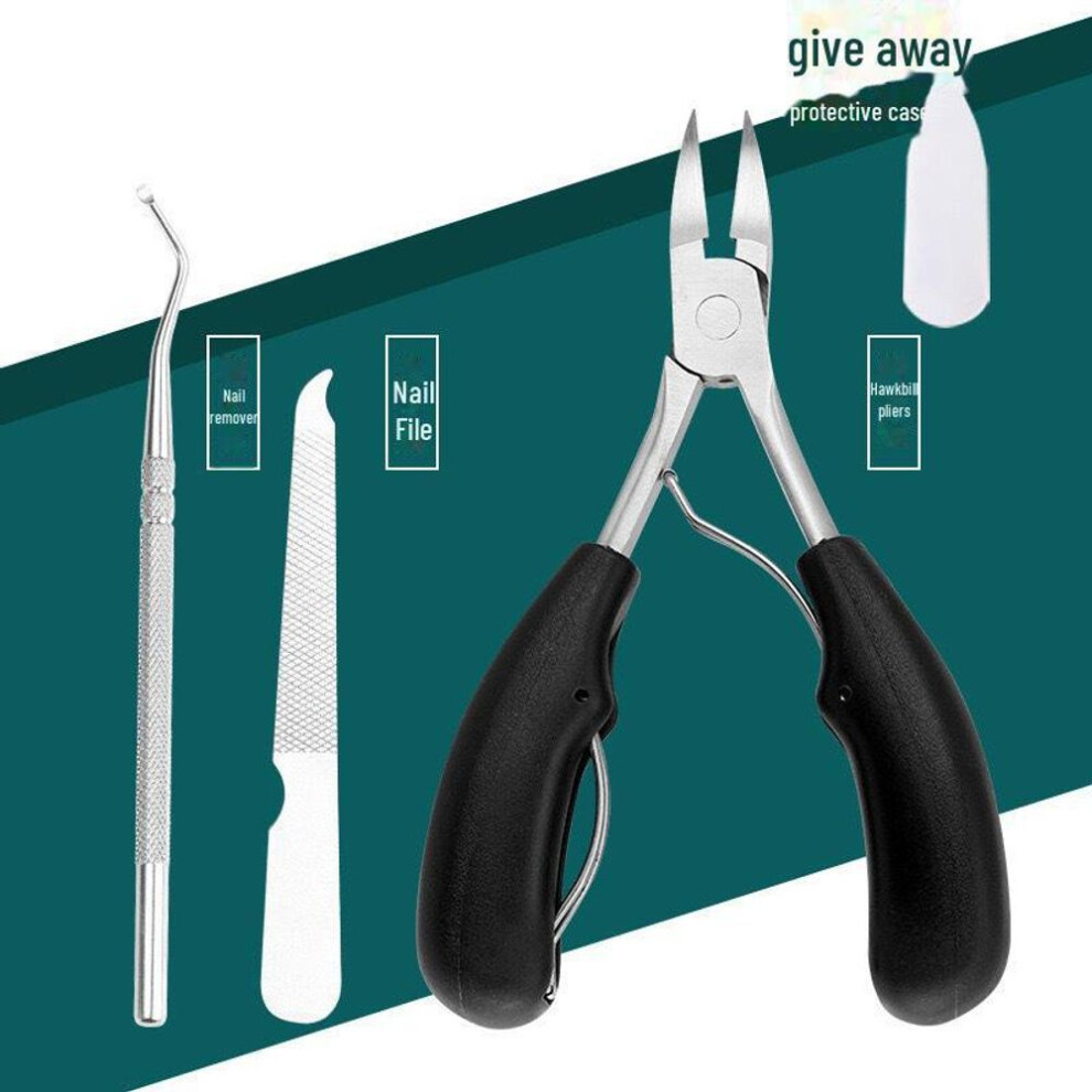(black, without polish + rubbing piece + nail kicker) "nail Clippers & Tools: Large Scissors, Hawkbill Pliers, Pedicure & Ingrown Nail Instruments"