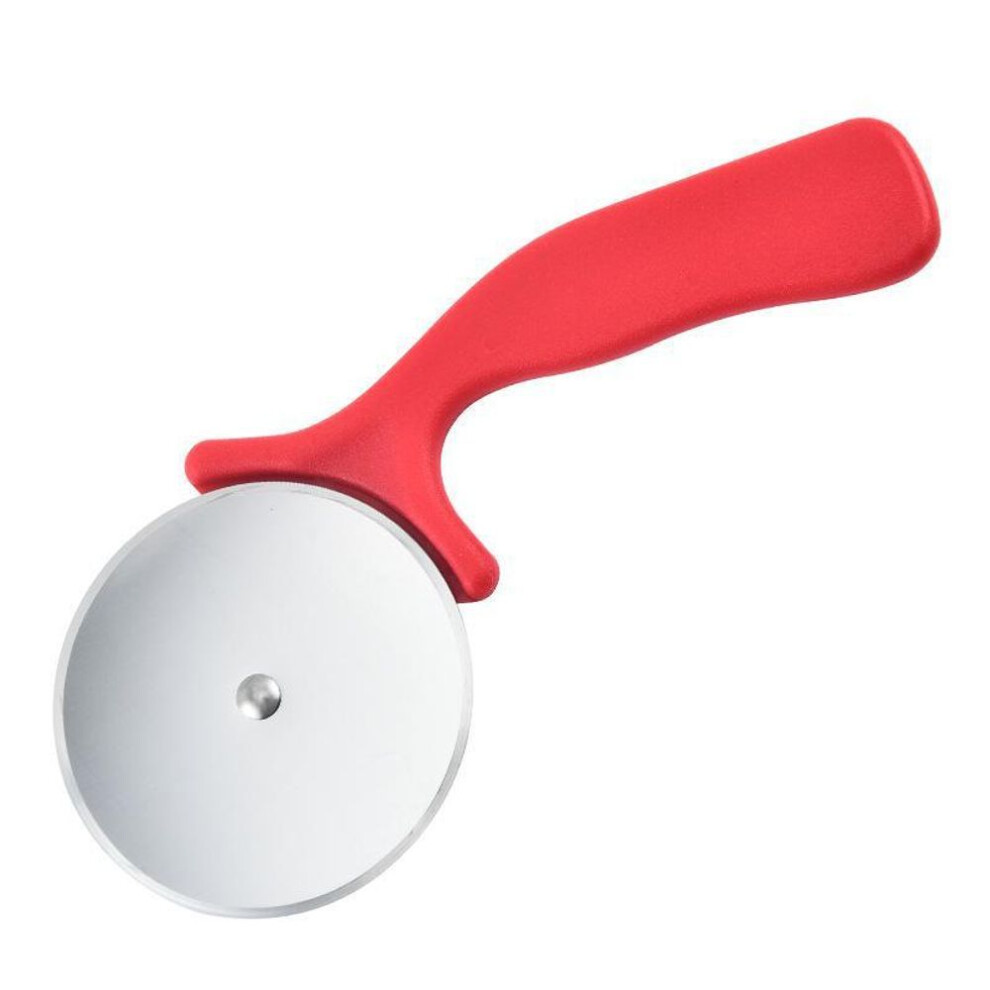 (red) Small Pizza Cutter with Plastic Handle and Stainless Steel Wheel