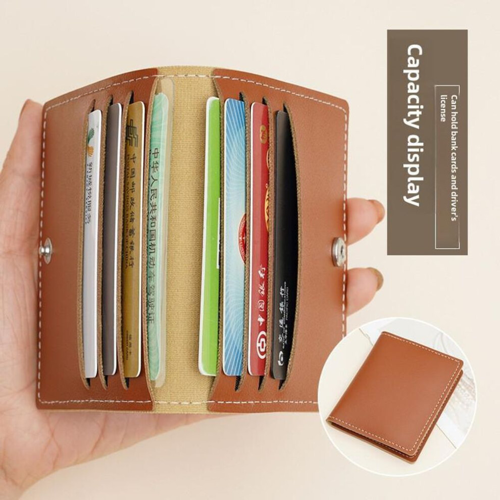 (light brown, 8-slot) "women&apos;s Ultra-thin Compact Card Holder - Wallet For Id, Driver&apos;s License, Anti-demagnetization"