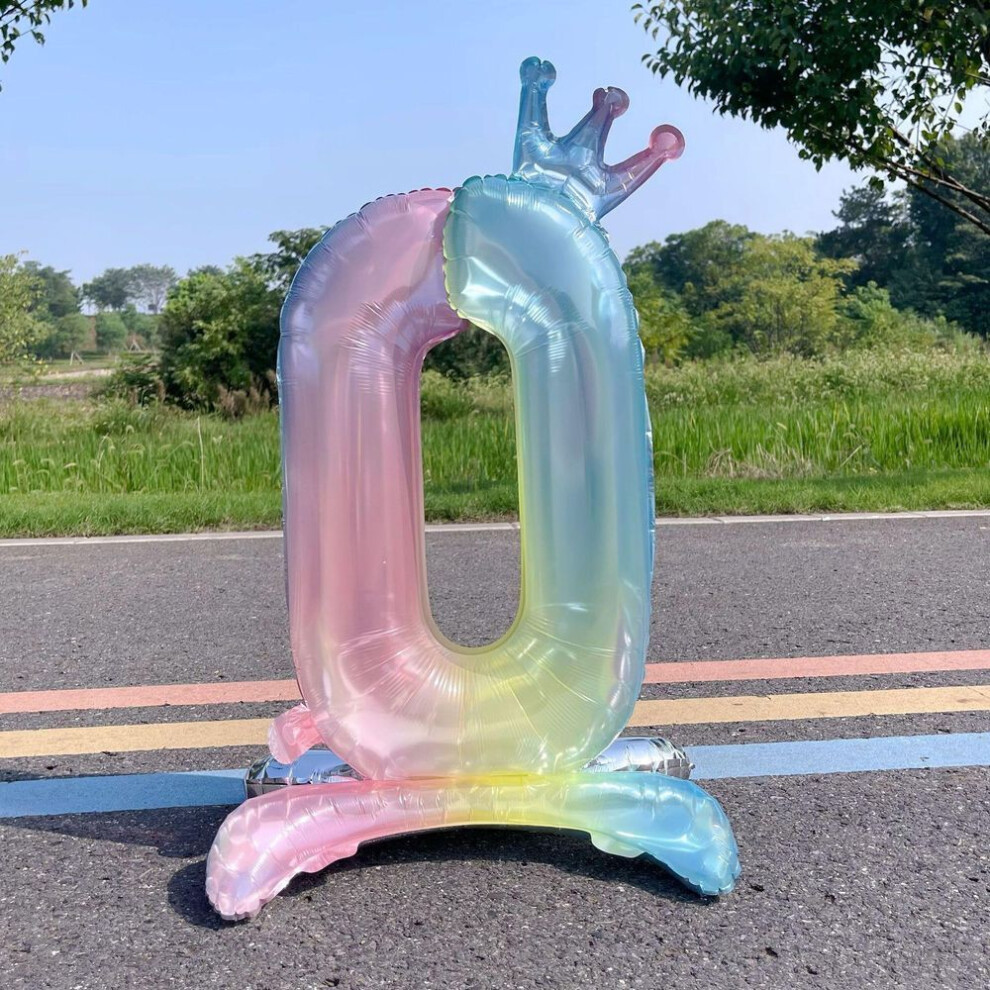 (number 0) 32 inch Standing Number Balloons 0-9 Fantasy colorful Crown Birthday Balloons Birthday Party Celebration Decoration
