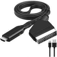 (As show, One size) SCART to HDMI converter cable 1080P/720P with USB cables SCAR CHE