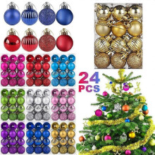 (Green) 24pcs Christmas Ornament For Xmas Tree Home Decor Light Balls Natal Deco Ball 2021 Hanging Pendent New Year Cocina
