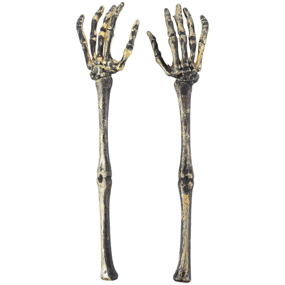 Kricely (, One Size) 1 Pair Of Halloween Skeleton Arm Stake Decoration Skull Hands Garden Halloween Prop Golden