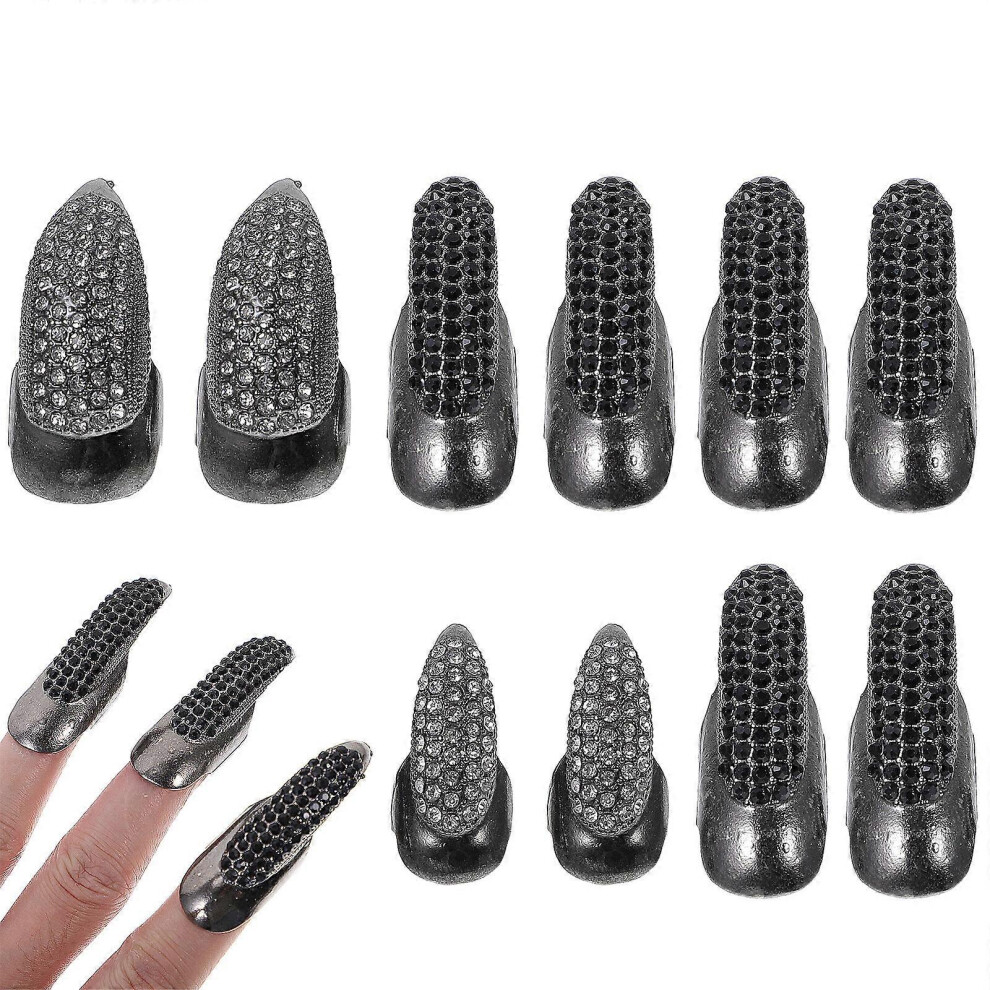 Kricely (As Show, One Size) 10Pcs Finger Claw Ring Punk Fingertip Claw Fingernail Claw Ring Costume Accessories Not,Specified
