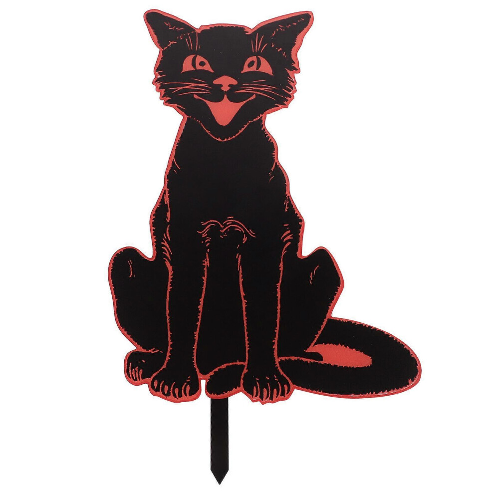 Photos - Garden & Outdoor Decoration  Halloween Cat Yard Sign Festival Lawn Decoration Outdoor Halloween Garden Sign Decor(30X19.5CM, One size)