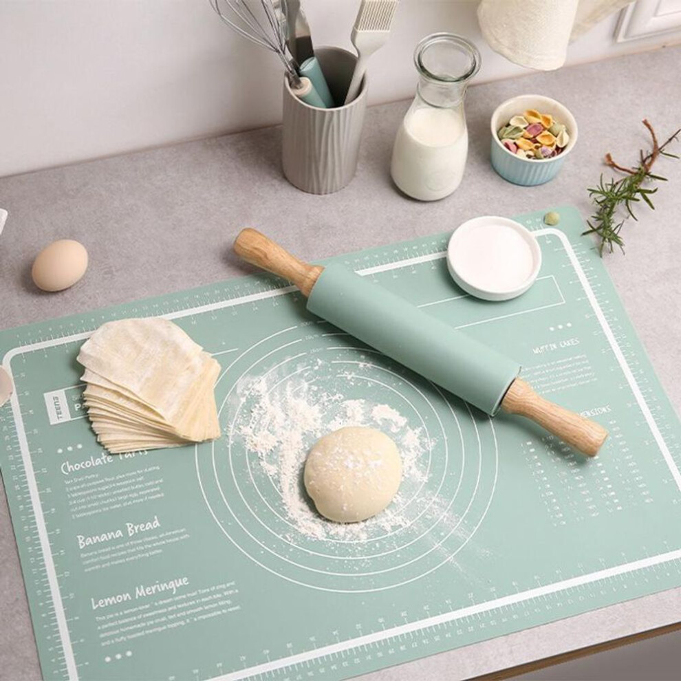 (green, Small) 1pcs Increase Non-Stick Thickening Baking Mat Baking Tools Silicone Mat Pastry Rolling Kneading Pad Pizza Dough Kitchen Accessories