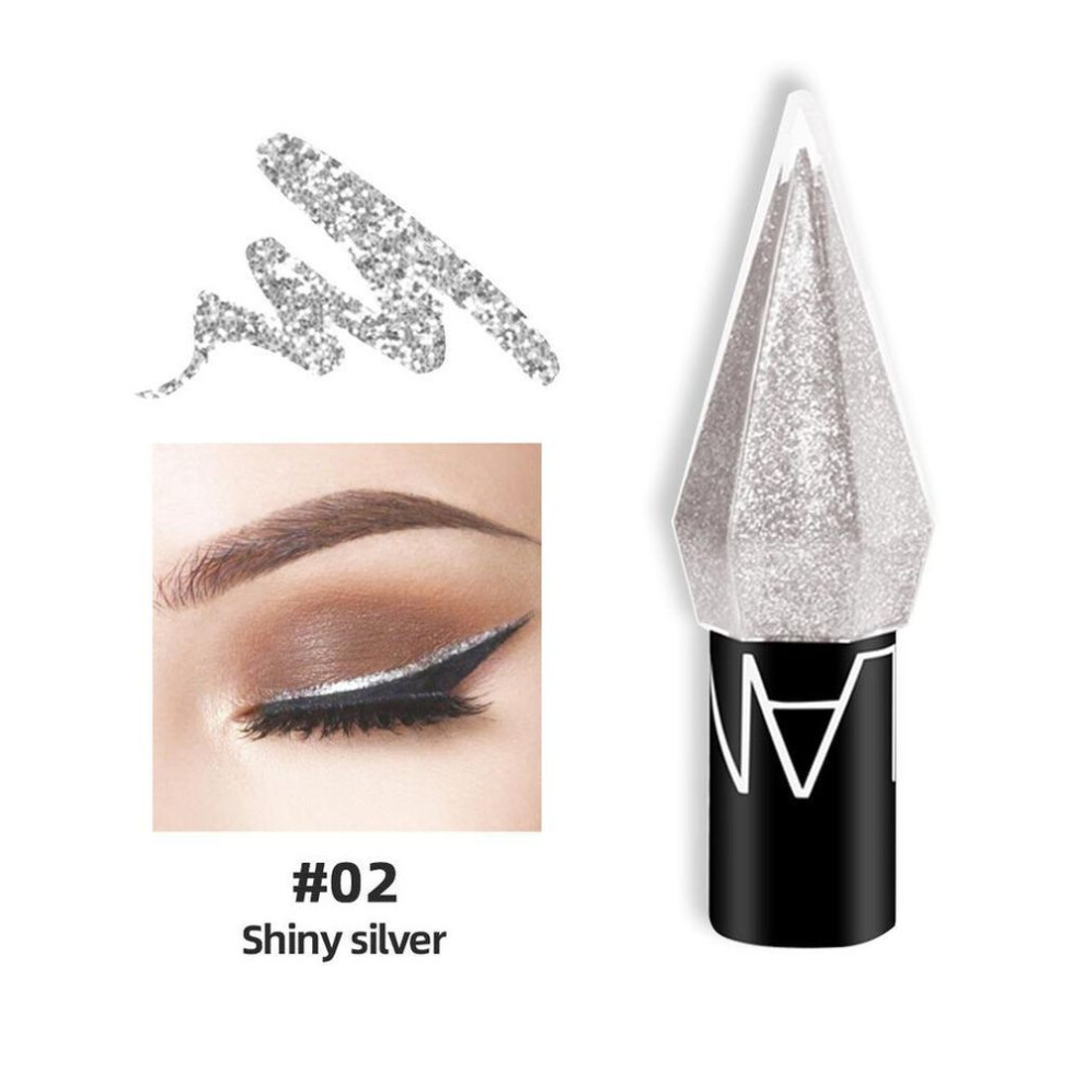 (02) Diamond Shiny Eye Liners Eyeshadow Waterproof Silver Rose Gold Color Glitter Sequins Eyeliner Eye Shadow Makeup Beauty Cosmetics