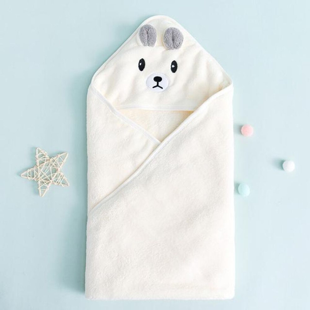 (beige) Baby Bath Towel Baby Towel Newborn With Hood Cartoon Coral Fleece Infant Towels Blanket Newborn Baby Bathrobe Infant Babys Stuff