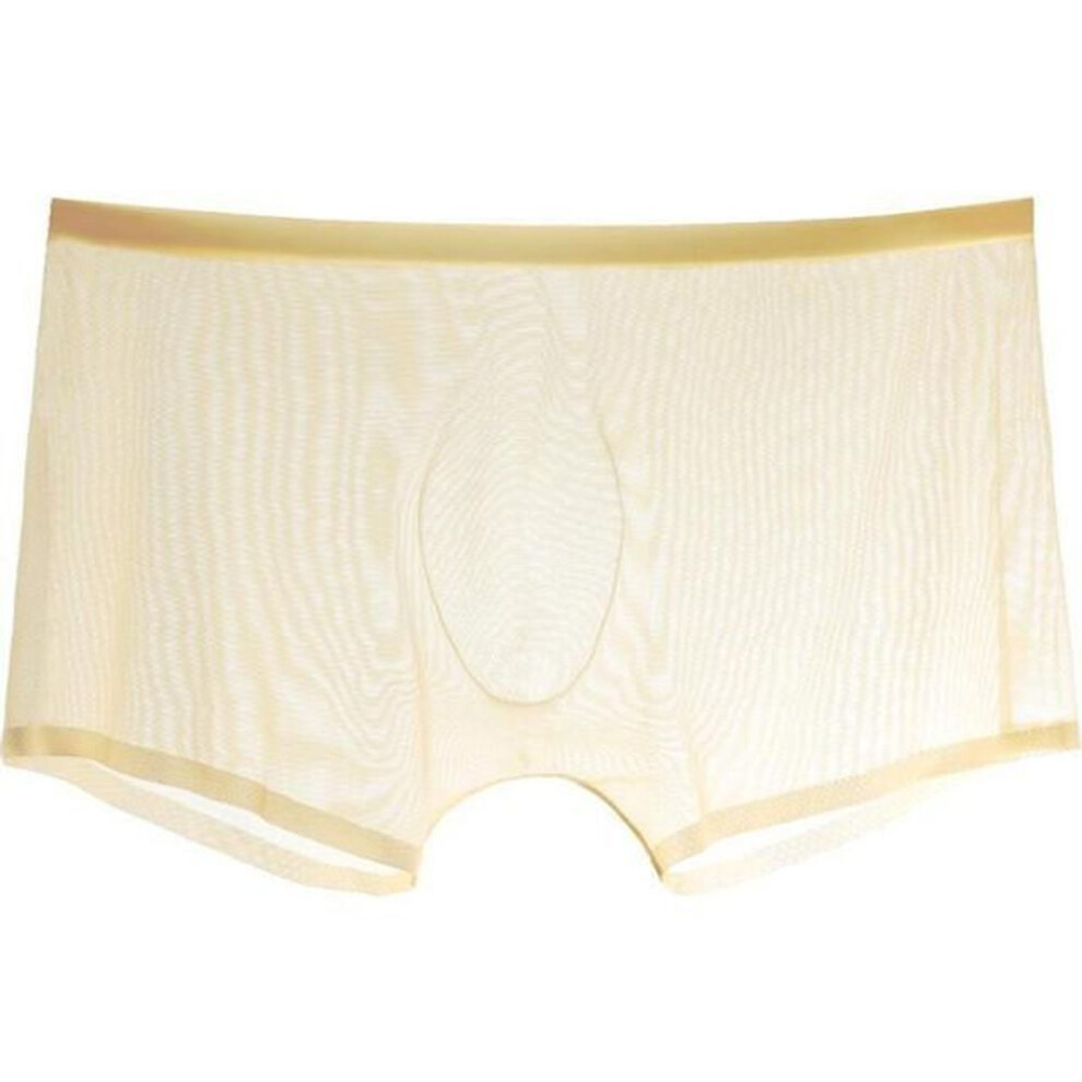 (beige, XL) Transparent Boxers For Men See Through Male Underpants Sexy Low Waist Panties Lingerie Intimates