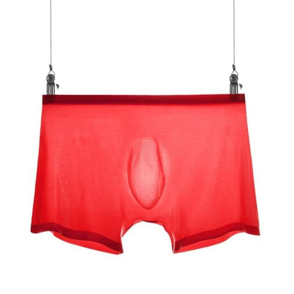 (red, XL) Transparent Boxers For Men See Through Male Underpants Sexy Low Waist Panties Lingerie Intimates