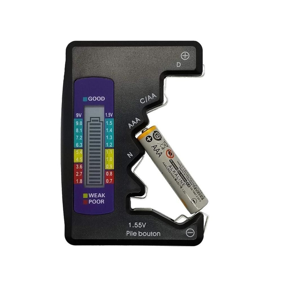 (black, 1PC) Digital Battery Tester Lcd Display Aa/aaa/9v/1.5v Button Cell Battery Capacity Check Detector Capacitance Diagnostic Tool