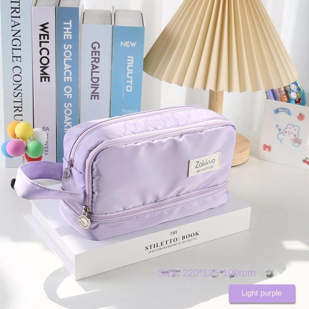 (purple) Large Capacity Pencil Bag Aesthetic School Cases Girl Kawaii Stationery Holder Bag Children Pen Case Students School Supplies