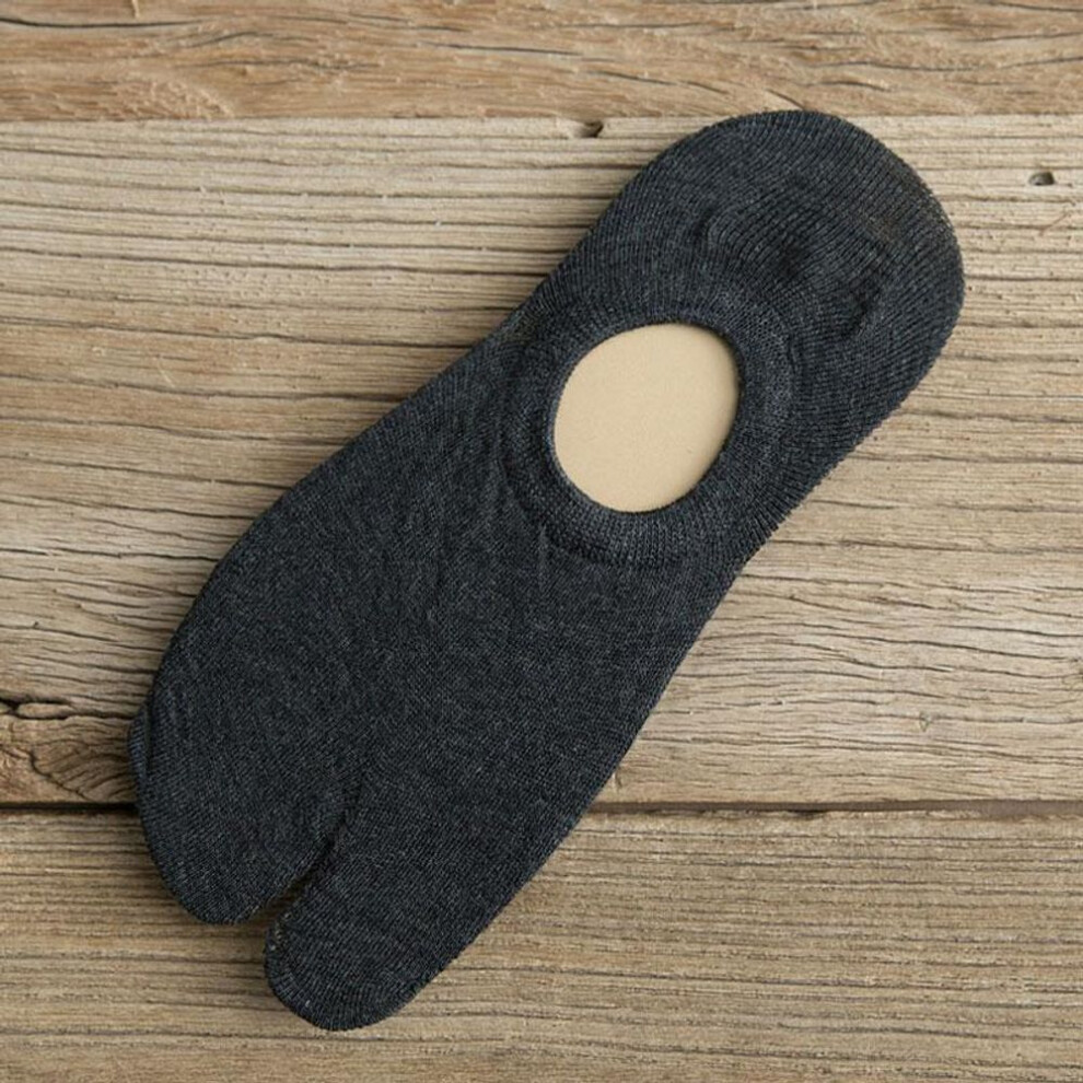 (dark gray) 1pair Couple Split Toe Solid Color Kimono Flip Flop Two-toed Tabi Socks Unisex Sandal Socks