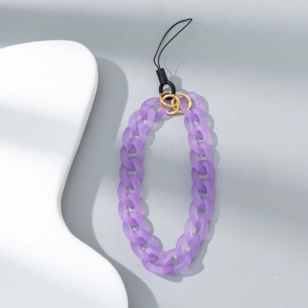 (purple) Jewelry Acrylic Mobile Phone Strap Cell Phone Lanyard Mobile Phone Chain Ring Buckle Phone Lanyard