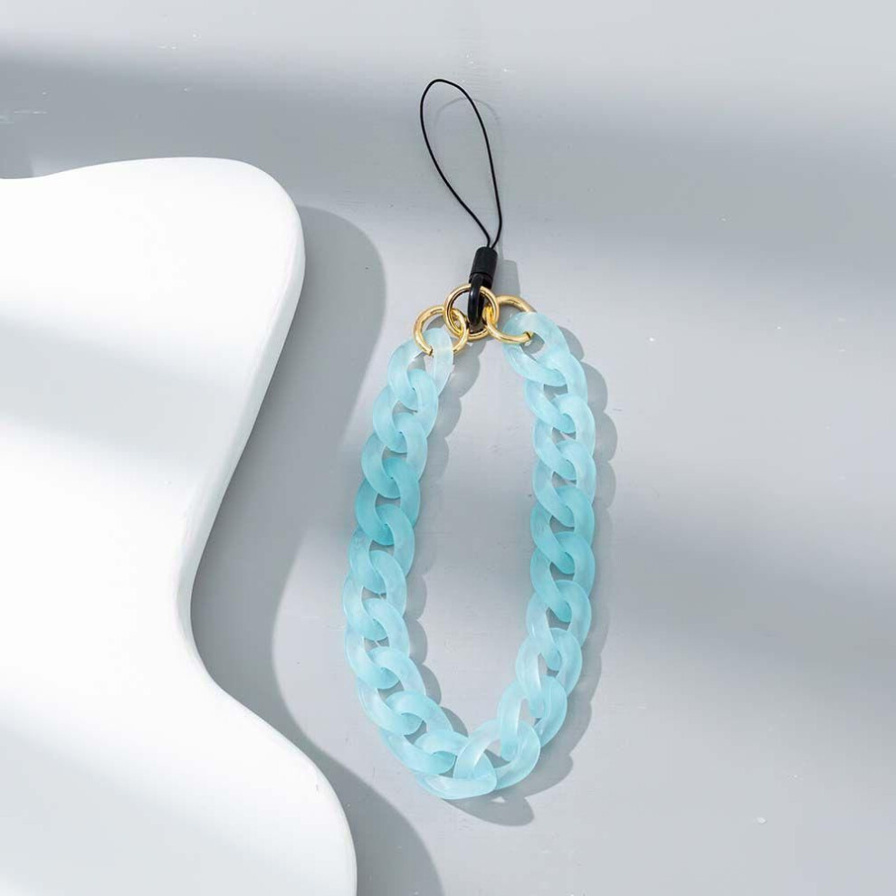 (blue) Jewelry Acrylic Mobile Phone Strap Cell Phone Lanyard Mobile Phone Chain Ring Buckle Phone Lanyard