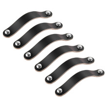 (As show, One size) 8 Pieces Black Leather Handles 96mm Leather Cabinet Pulls, Drawer Pulls, Cupboard Pulls Leather Hand CVX