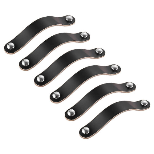 (As show, One size) 8 Pieces Black Leather Handles 96mm Leather Cabinet Pulls, Drawer Pulls, Cupboard Pulls Leather Hand CVX