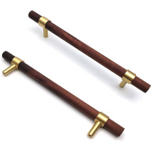 (As show, One size) Set of 6 Brass Cabinet Handle Walnut Furniture Handle-Door Handle for Hole Center 160mm, Wal MZS