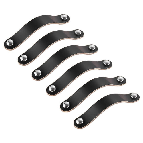 (As show, One size) 8 Pieces Black Leather Handles 128mm Leather Cabinet Pulls, Drawer Pulls, Cupboard Pulls Leather Hand KED