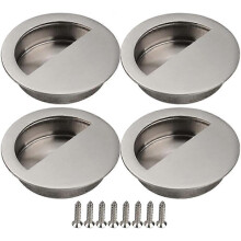 (As show, One size) 4 Pieces Sliding Door Handle Cupboard Door Recessed Handle Furniture Handle with Screws Sil UHV