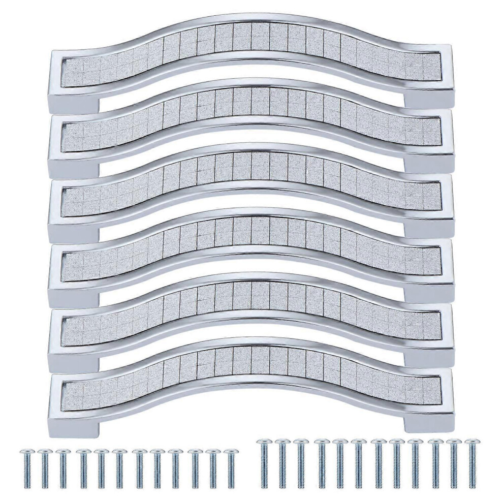 (As Show, One Size) 6 Pack Shiny Crystal Cabinet Pulls, Rhinestone Drawer Pulls,Furniture Door Pulls, Hole Distance: 9 Trx 5093216511793