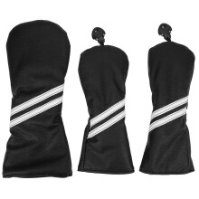 Golf Club Putter Head Cover, Golf Driver Fairway Wood Hybrid Head Covers, Driver Club Head Cover with Classic Stripes for Golfer(Black)