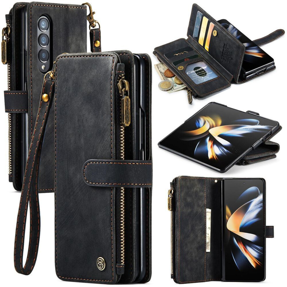 (black, iphone Xsmax) Flip Case for Samsung Galaxy Z Fold 3 4 5 S23 S22 Ultra S20 A14 A24 A13 A33 A53  Leather Magnetic Wallet Flip Lanyard Strap Wristlet Zipper Card Case