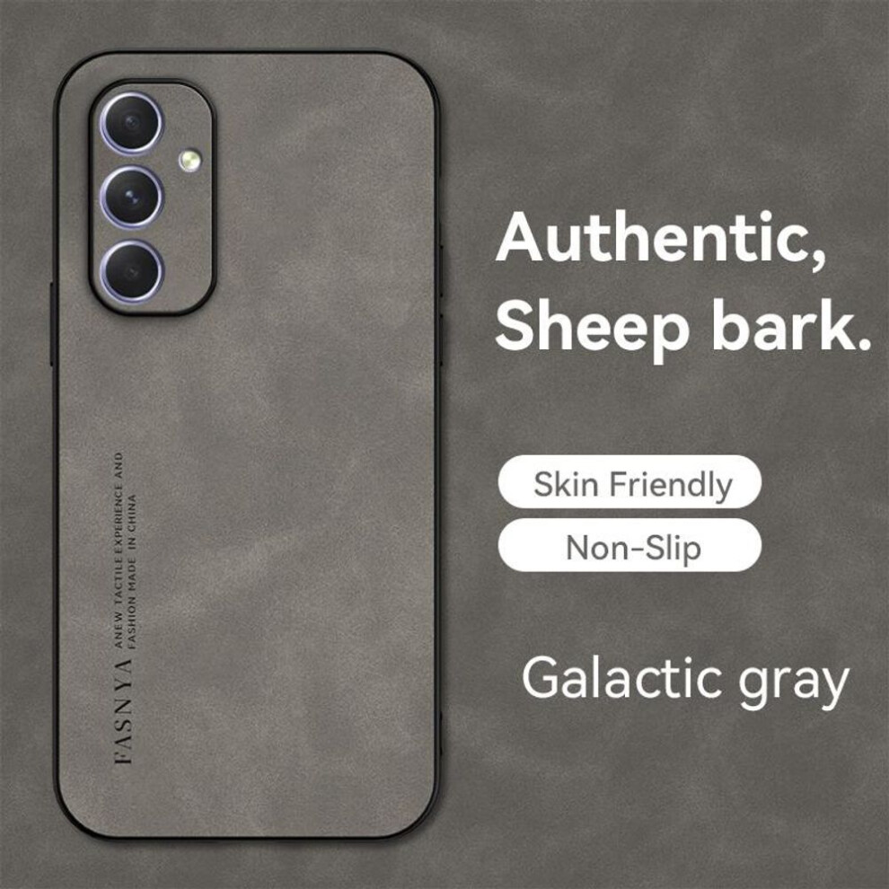 (grey, For Samsung Galaxy A55) For Samsung Galaxy A55 A 55 5g Case Soft Silicone Edge Hard Back Cover Pu Leather Phone Case