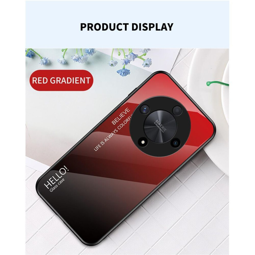 (red, For Honor X9B) For Honor X9B X 9B Case Gradient Aurora Tempered Glass Soft Frame Back Cover Phone Case