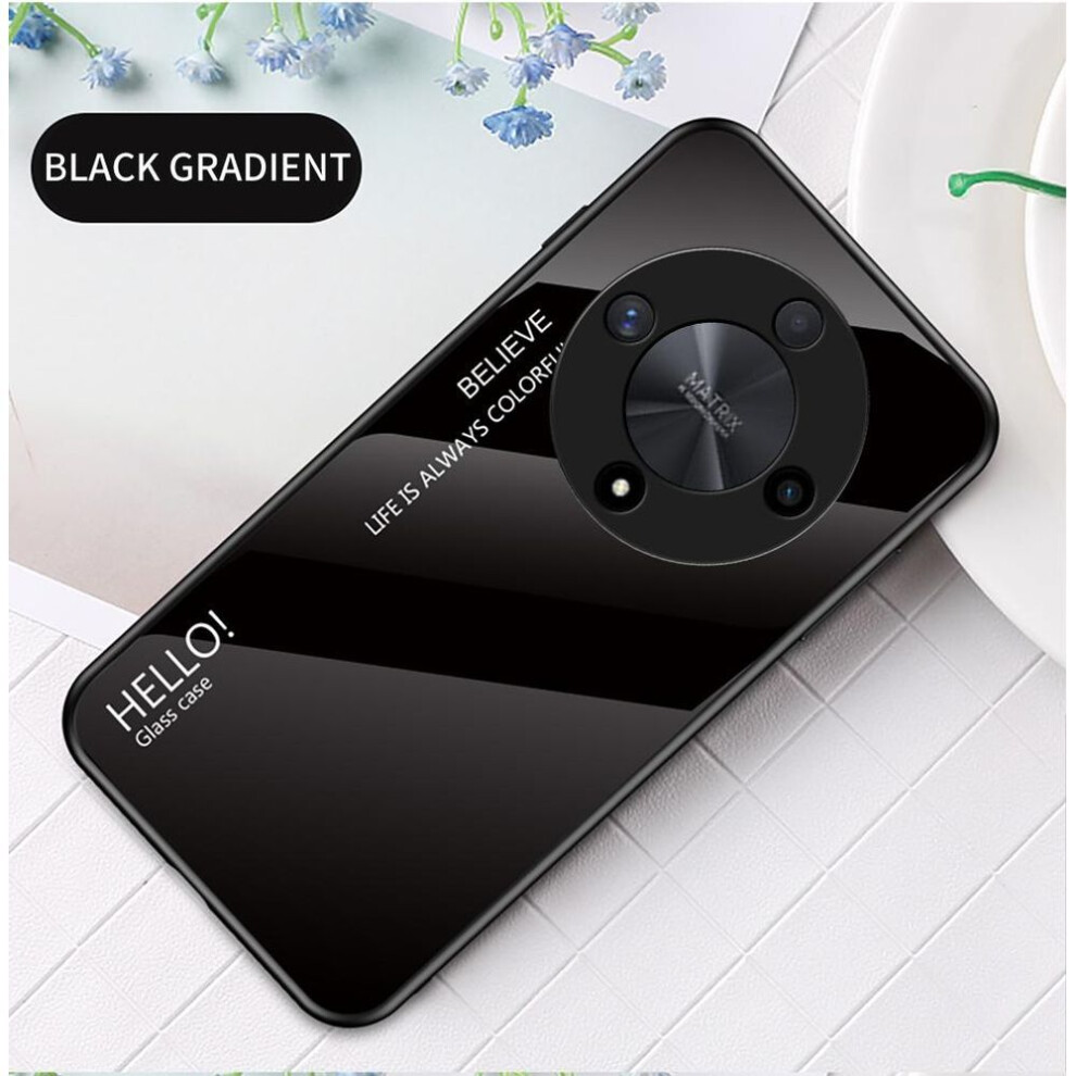 (black, For Honor X9B) For Honor X9B X 9B Case Gradient Aurora Tempered Glass Soft Frame Back Cover Phone Case
