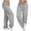 (grey, S) Plus Size Women Trousers Casual Loose Drawstring Long Pants Elastic Waist Active Pants Ladies Wide Leg Pants 1