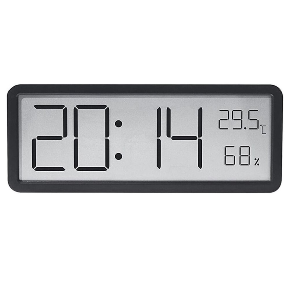 (black) Led Digital Alarm Clock Rechargeable Desk Clock Wall Clock With Date Temperature Humidity,12/24h