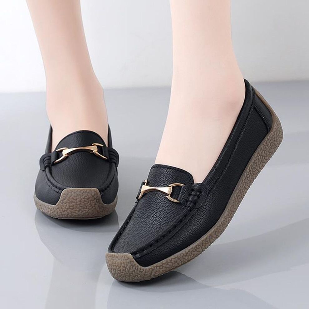 (black, EU:37) Women Moccasins Leather Shoes Driving Comfort Flats Casual Nurse Loafers Walking Minimalist Summer Maternity Shoes For Girl