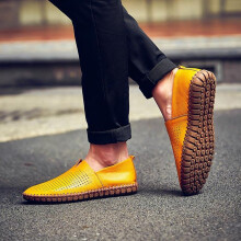 (yellow, EU: 40) Summer Men's Moccasins Loafers Slip-On Driving Lightweight Gommino Flat Walking Orthopedic Handmade Shoes for Men
