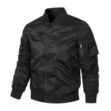 (5XL)Spring Air Force MA1 pilot jacket men's motorcycle solid color jacket plus size sports flight suit black